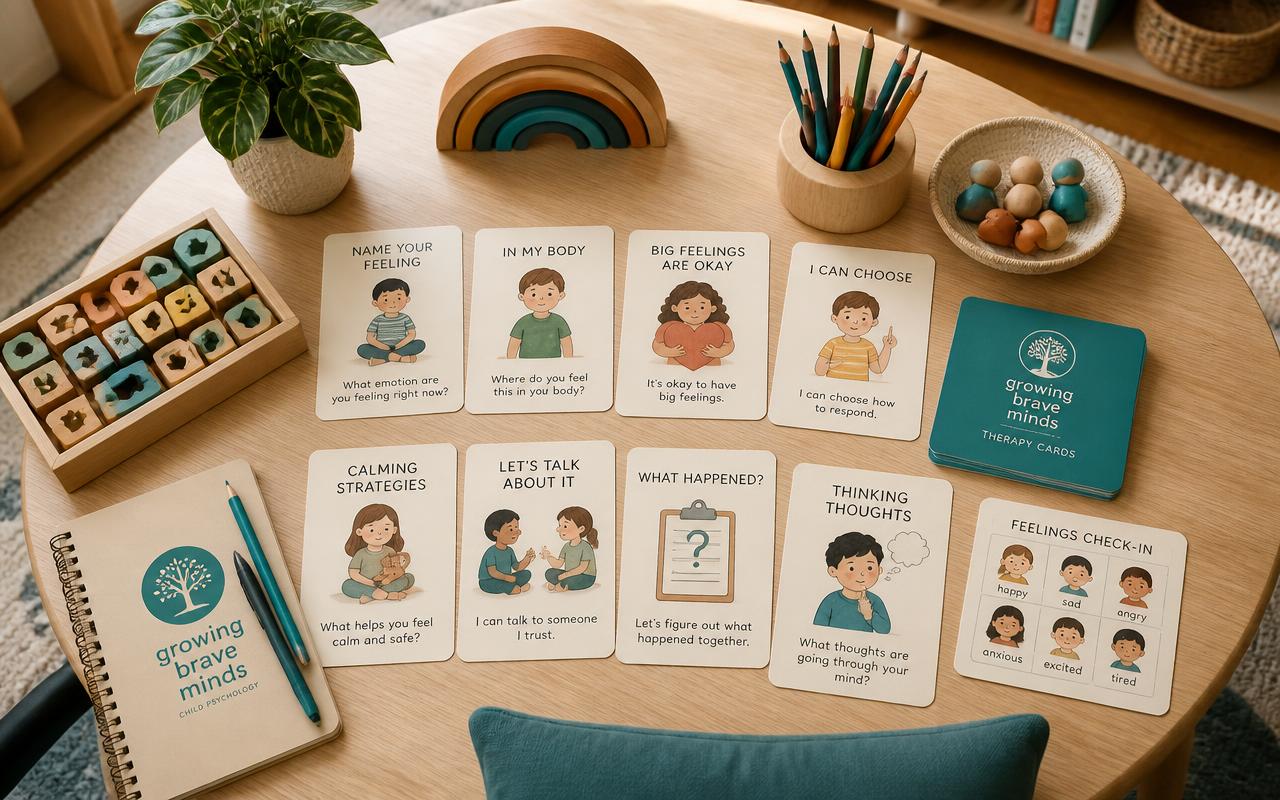 Cartas impressas sobre uma mesa de atendimento infantil